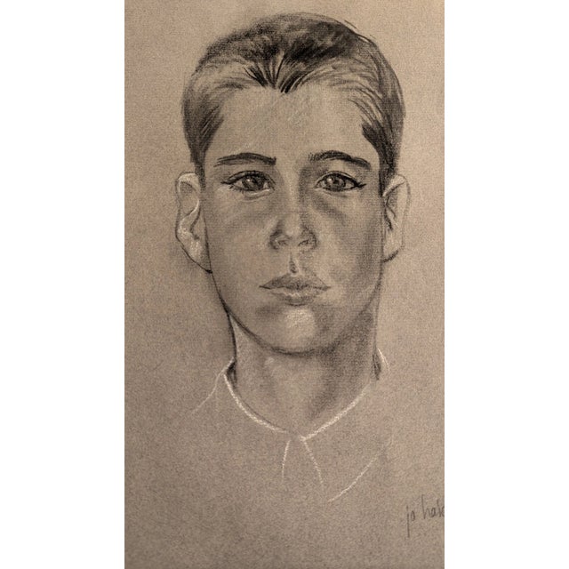 Wood Vintage 1965 Framed Matted Portrait Signed by Jo Halght 18"x22" For Sale - Image 7 of 16