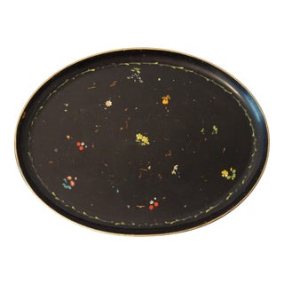 Large Antique English Papier Mache Tray For Sale