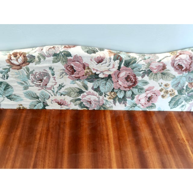 Brown Vintage Italian Console Table in Ebonized Beech and Rose-Patterned Fabric, 1950s For Sale - Image 8 of 11