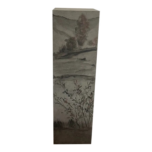 Custom Hand-Painted Scenic Pedestal For Sale