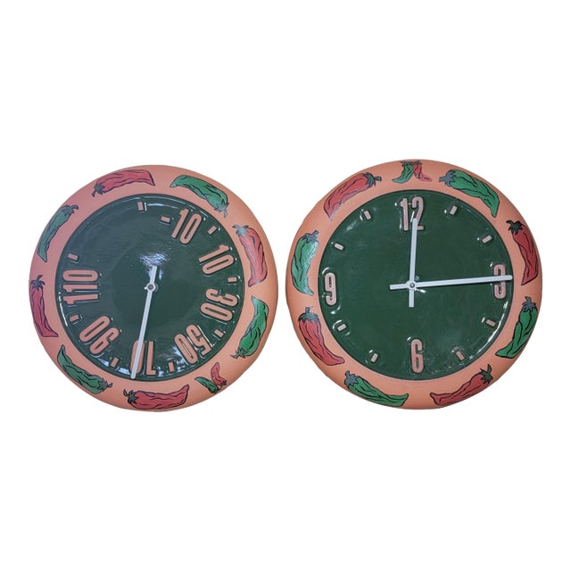 1990s Opus Terra Cotta Outdoor Clock and Thermometer For Sale