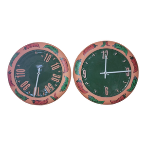 1990s Opus Terra Cotta Outdoor Clock and Thermometer