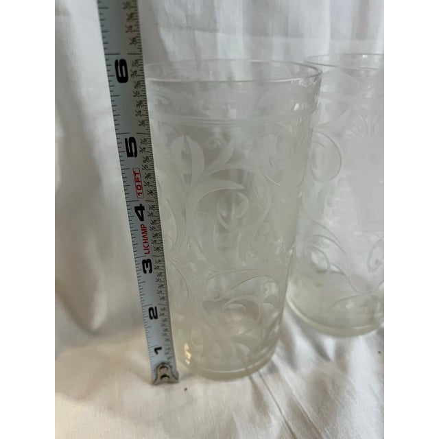 Transparent 1970s Elegant Etched Glass Cups - a Pair For Sale - Image 8 of 8