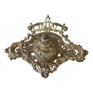 Vintage Heavy Cast Brass Inkewll For Sale