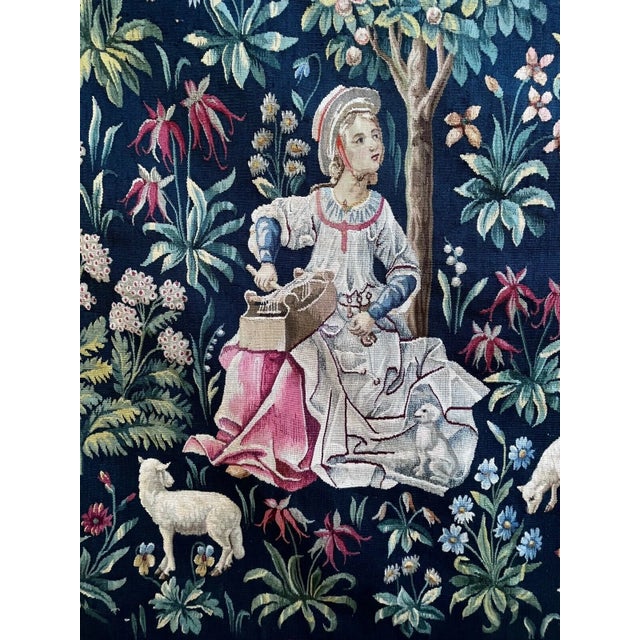 19th-Century Wool & Silk Handwoven Tapestry For Sale - Image 4 of 5
