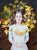 Corona by Cody Erickson | Oil Painting of a woman surrounded by autumn leaves For Sale
