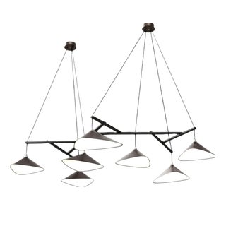 Emily Group of Seven Pendant Light in Steel with Dark Bronze Finish by Moss Objects For Sale