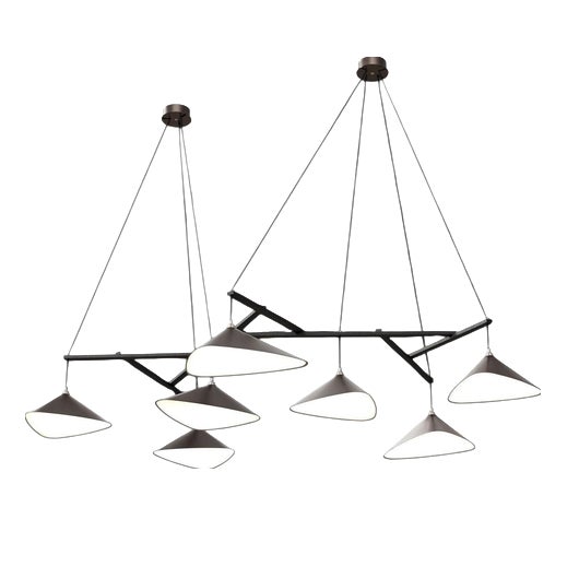 Emily Group of Seven Pendant Light in Steel with Dark Bronze Finish by Moss Objects For Sale