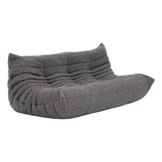 Vintage Ligne Roset Togo 3-Seater in Graphite Mélange Bouclé - Restored European Original For Sale