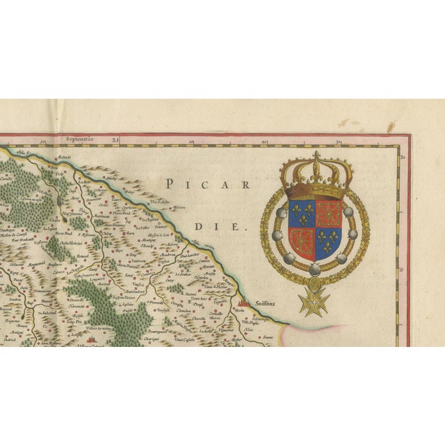 Willem Janszoon Blaeu, Map of Valois, Picardy, France, 1642, Hand Colored For Sale - Image 6 of 11