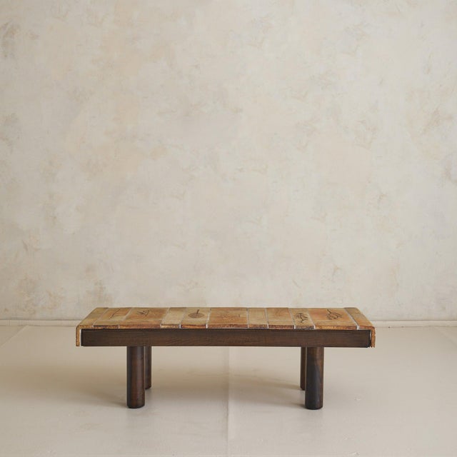 Roger Capron French Garrigue Botanical Motifs Ceramic Coffee Table by Roger Capron, 1970s For Sale - Image 4 of 11