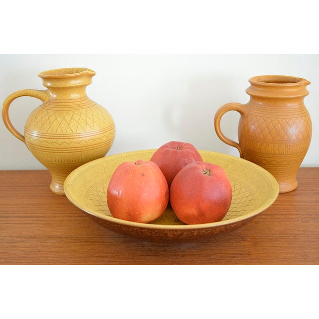 Vintage ceramics from the 1950s by the ceramist Wilhelm Kagel The set consists of 3 parts - Vases / jug height 19cm, depth...