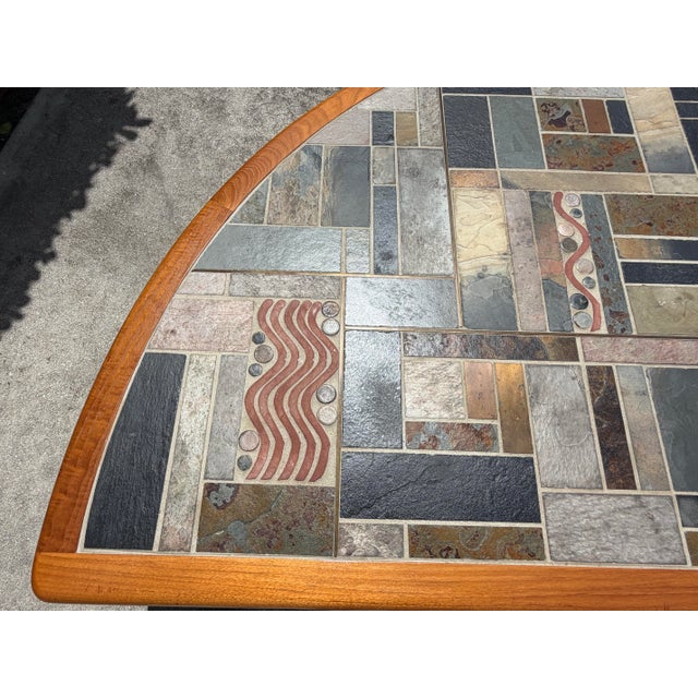 Brown Vintage Signed Sallingboe Danish Modern Mosaic Slate & Ceramic Tile Cocktail Table For Sale - Image 8 of 12