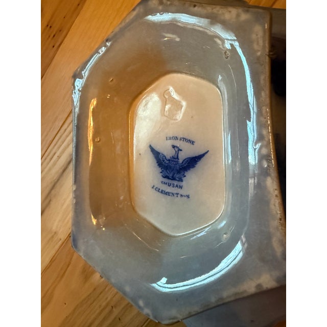 Antique Blue and White Pottery Server J. Clementson 19th Century English Ironstone Transferware For Sale In Washington DC - Image 6 of 18