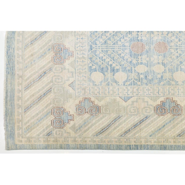 16x19 Modern Khotan Style Area Rug - Hand-Knotted Wool in Sky Blue, Ivory & Sand For Sale - Image 11 of 11