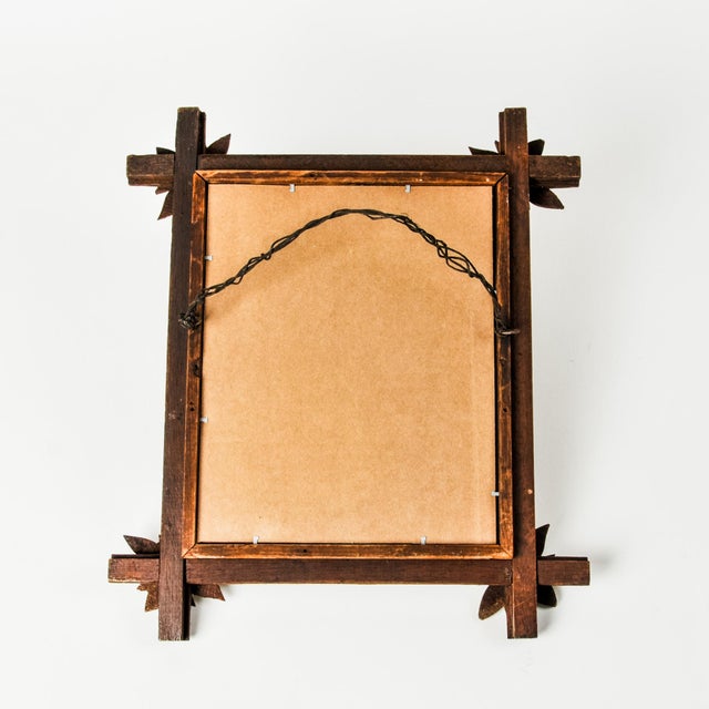 Antique Folk Art Carved Wood Tramp Adirondack Gilt Mirror in Brown and Gold For Sale - Image 9 of 10