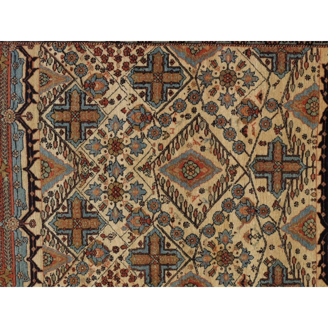 Mid 19th Century Antique Persian Bakhshaish Carpet, Handmade Wool Rug, Ivory and Rust For Sale - Image 5 of 13