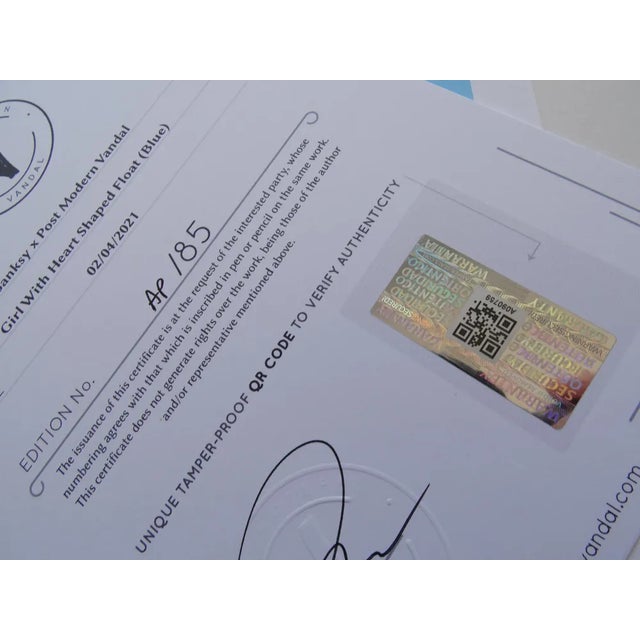 Contemporary Banksy X Post Modern Vandal, Girl with Heart Shaped Float, 2021, Print For Sale - Image 3 of 8