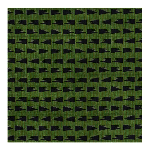 Schumacher X David Kaihoi Tutsi Fabric in Green For Sale