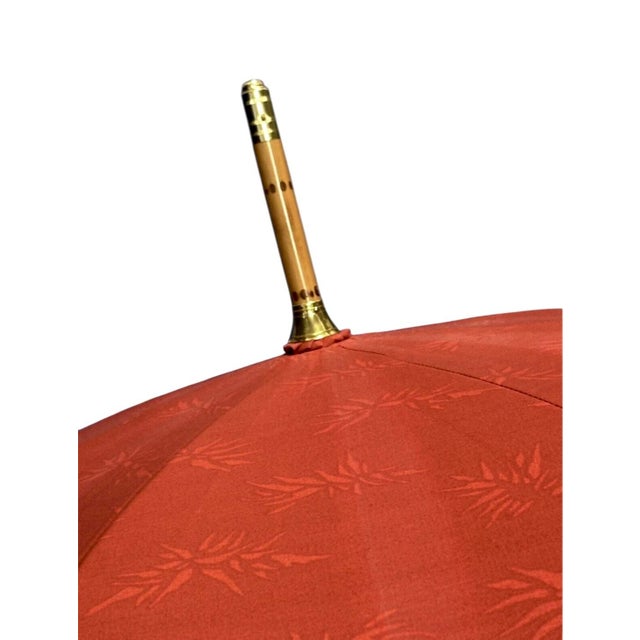 Yves Saint Laurent Vintage Ysl / Yves St Laurent Red & Navy Blue Tassel Umbrella With Bamboo Handle For Sale - Image 4 of 6