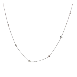 Late 20th Century Classic Platinum 10 Diamonds Station Necklace