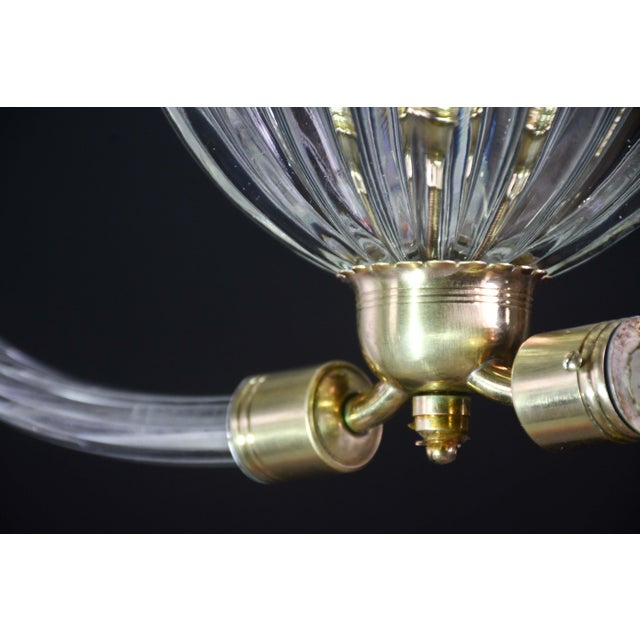 1950s Art Decò Murano Glass and Brass Chandelier by Barovier & Toso For Sale - Image 9 of 13