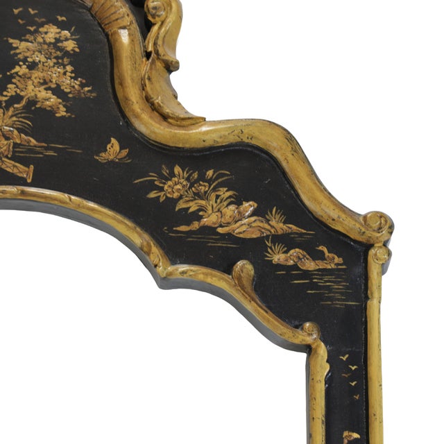 Rococo Rococo-Style Gilded Chinoiserie Mirror/Wall Mirror Black Lacquer With Gilded French Rococo Chinese Style ✨ For Sale - Image 3 of 9