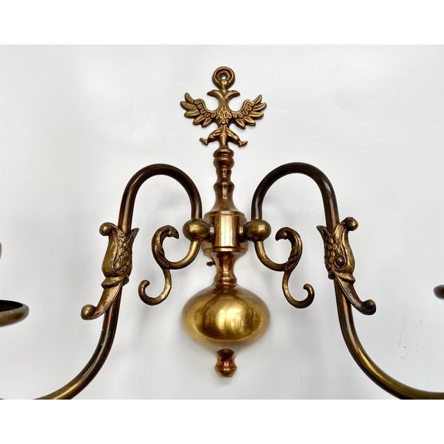 Vintage Brass Double-Headed Eagle Sconces, 1970s, Set of 2 For Sale - Image 6 of 7