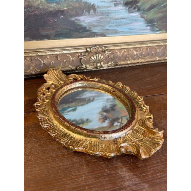 Wood Vintage Italian Florentia Possibly Giltwood Rococo Style Wall Mirror, Hand Made in Italy For Sale - Image 7 of 11