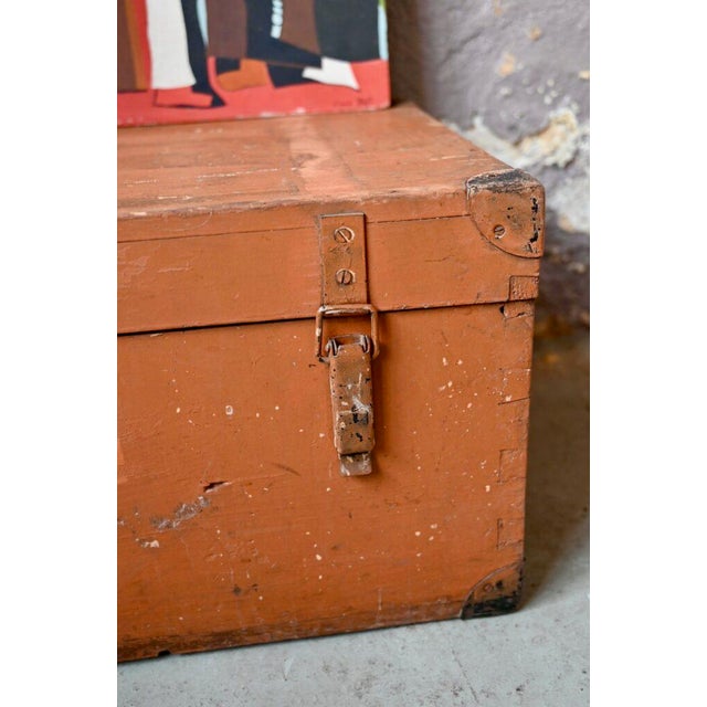 Large Industrial Patinated Orange Chest, 1940s For Sale - Image 11 of 14
