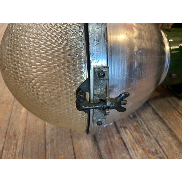 Paint Vintage Industrial Pendants With Green Enamel - A Pair For Sale - Image 7 of 10