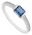 14k White Gold 0.56ct Emerald Cut Blue Sapphire & Diamond Ring Size 8 For Sale