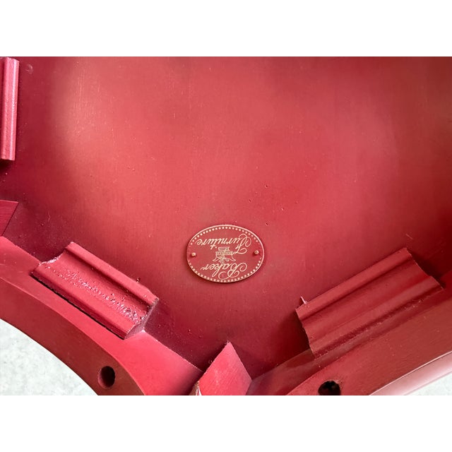Baker Furniture Chinoiserie Style Red Lacquer Hexagonal Side Table For Sale - Image 11 of 12