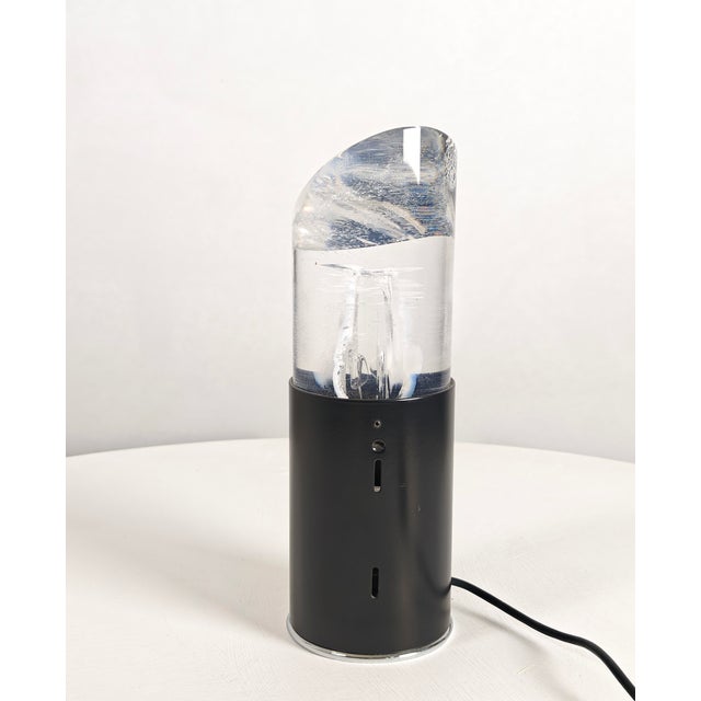 Metal Italian Black Enameled Steel and Acrylic Glass Table Lamp, 1970s For Sale - Image 7 of 14