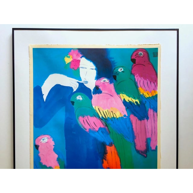 Walasse Ting Rare Vintage Large Framed Fine Art Lithograph Print " Can