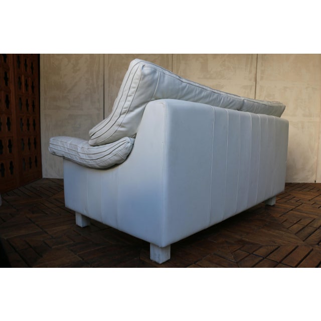 Italian Mid-Century Modern Leather Two-Seat Couch — Circa 1980s For Sale - Image 4 of 18