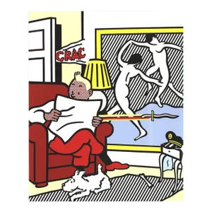 1995 Roy Lichtenstein 'Tintin Reading' Pop Art Gray,White,Multicolor Belgium Offset Lithograph