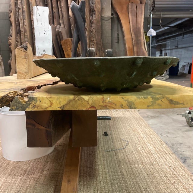 Gold 1970s Bronze Sculptural Bowl/Shield For Sale - Image 8 of 9