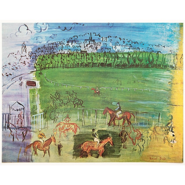An excellent full-color print after the painting "The Deauville Racecourse" by Raoul Dufy. Published by New French...