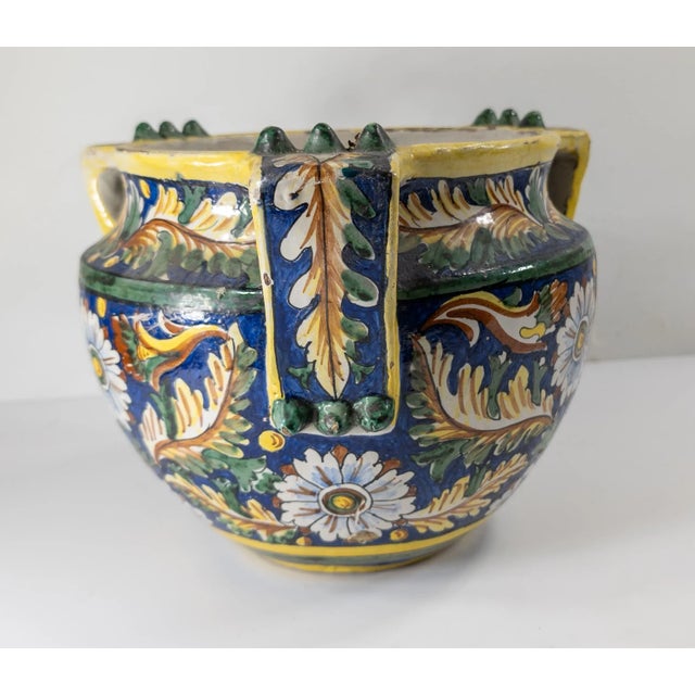 Mid-Century Italian Faience Majolica Pottery Jardiniere Planter For Sale - Image 9 of 18