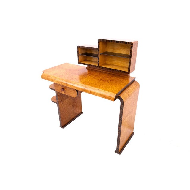 Brown Art Deco Desk with Extension, Poland, 1950s. After Renovation. For Sale - Image 8 of 11