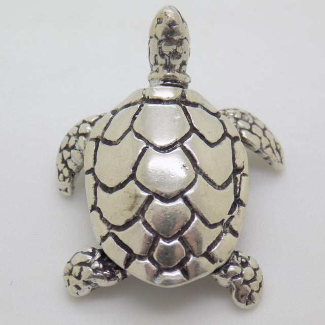 Vintage Italian Handmade Genuine Silver Loggerhead Sea Turtle Figurine Miniature For Sale - Image 4 of 8