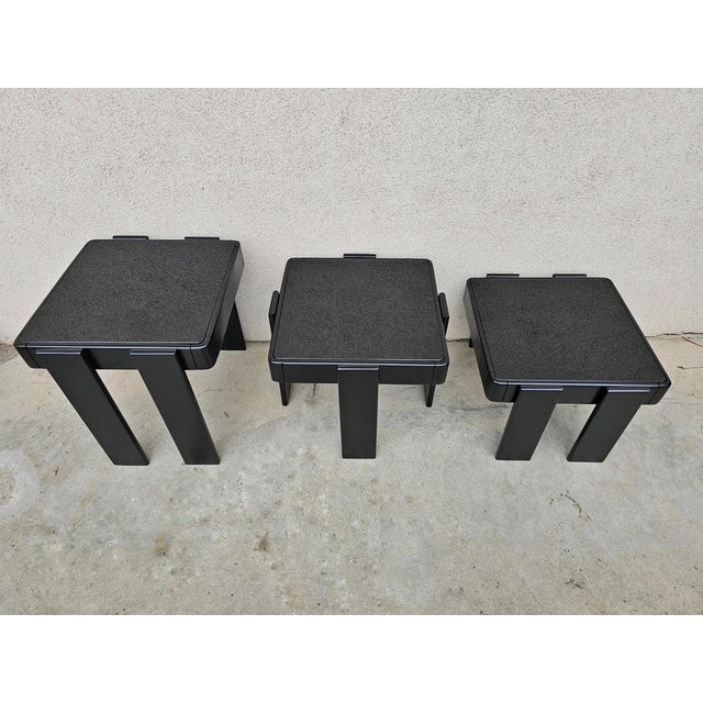 Mid-Century Modern Nesting Tables attributed to Gianfranco Frattini, Yugoslavia, 1960s, Set of 3 For Sale - Image 9 of 11