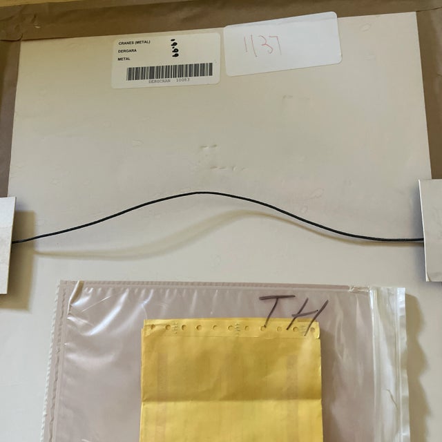 1980s Ann Dergara Embossed Metal Plaque "Crane Ii" American Folk Art Birds Florida For Sale - Image 11 of 12