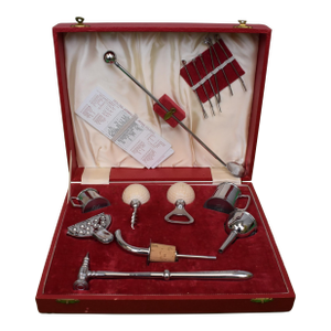 p.h. Vogel & Co English Silver Plated Golf Theme Cocktail Barware 16pc Box Set