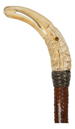 Very Fine Carved Bird-Head Antique Walking Stick Cane