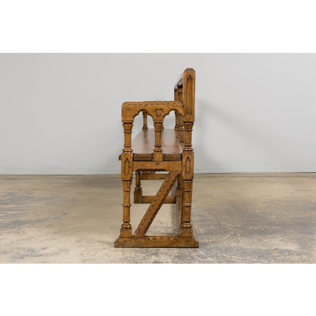 Mid-19th Century French Gothic Revival Oak Church Bench For Sale - Image 17 of 18