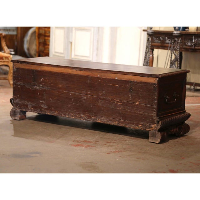 Early 19th Century Italian Carved Walnut "Cassone" Blanket Chest Trunk For Sale - Image 12 of 12