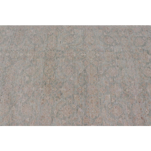 Modern Tabriz Design Rug by Keivan Woven Arts in Soft Green Tones 8'10 X 11'10 For Sale - Image 10 of 12