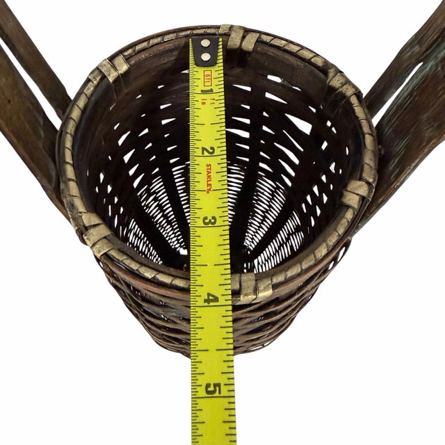Vintage Asian Woven Bamboo Wine Caddy Basket For Sale - Image 9 of 11